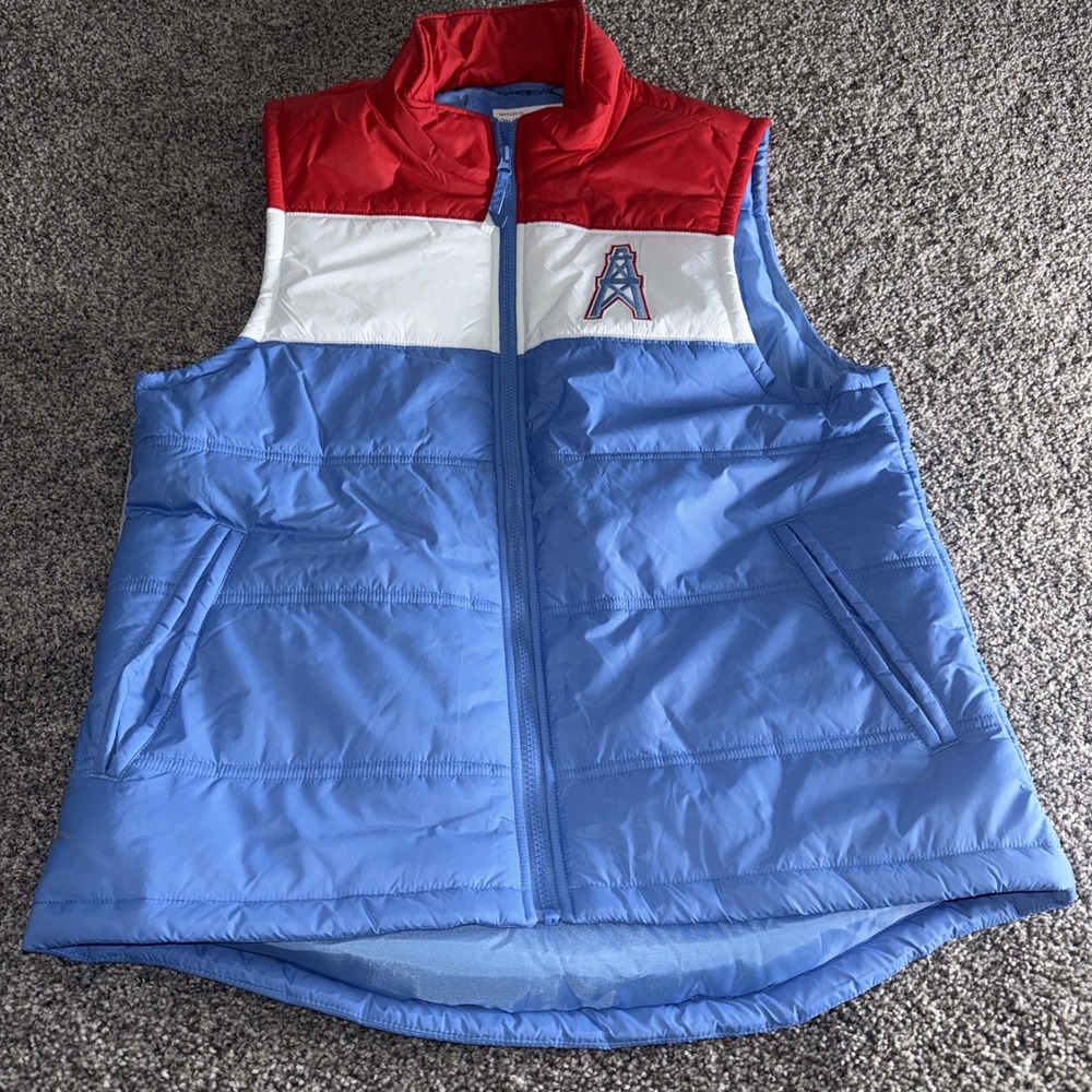 Houston Oilers Mitchell & Ness In The Clutch Puffer Vest Vintage Logo‎ Size M